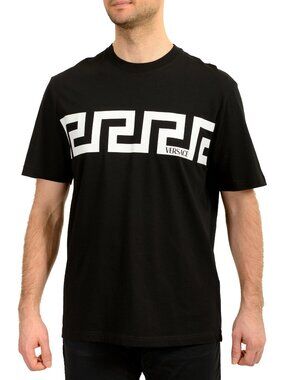 Versace Men's Black Greeca Print Crewneck Short Sleeve T-Shirt US 3XL IT 58